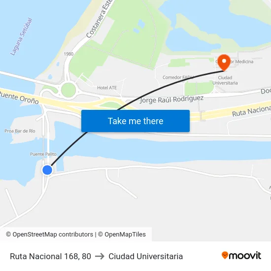 Ruta Nacional 168, 80 to Ciudad Universitaria map