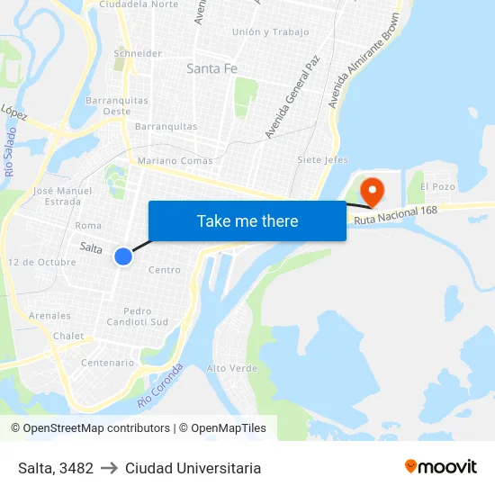 Salta, 3482 to Ciudad Universitaria map