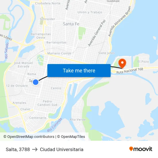 Salta, 3788 to Ciudad Universitaria map