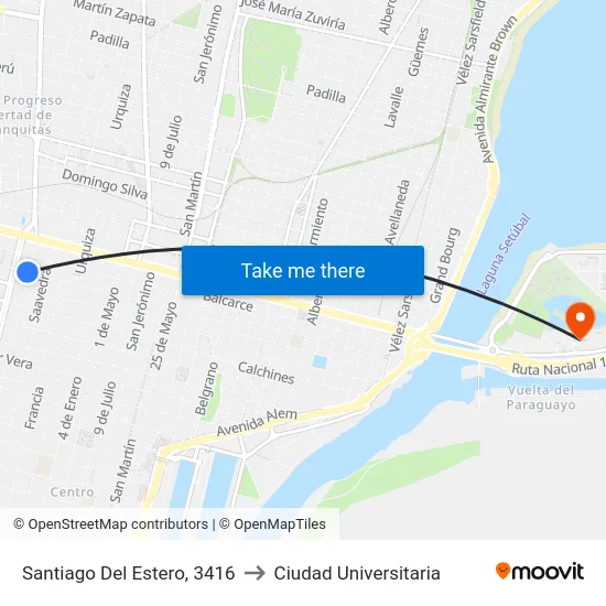 Santiago Del Estero, 3416 to Ciudad Universitaria map