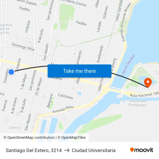 Santiago Del Estero, 3214 to Ciudad Universitaria map