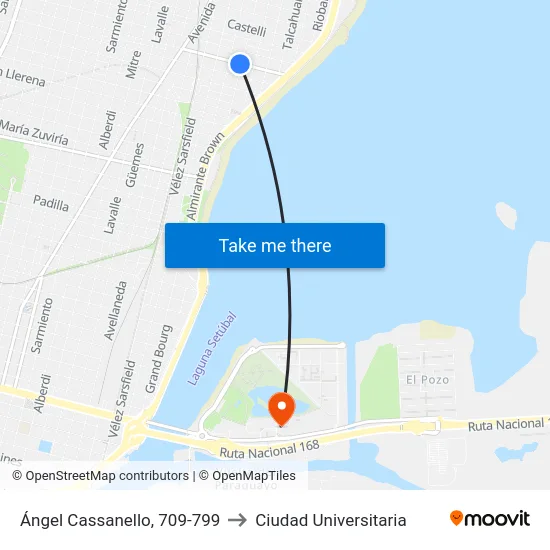 Ángel Cassanello, 709-799 to Ciudad Universitaria map
