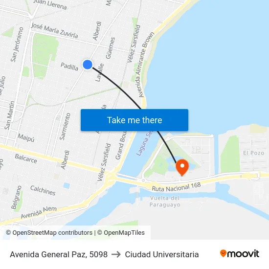 Avenida General Paz, 5098 to Ciudad Universitaria map