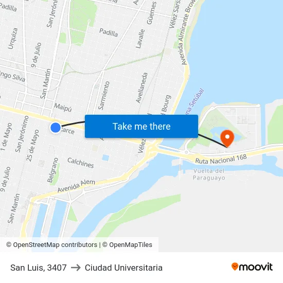 San Luis, 3407 to Ciudad Universitaria map
