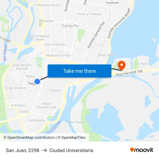 San Juan, 2298 to Ciudad Universitaria map