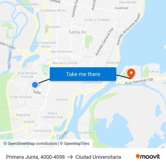 Primera Junta, 4000-4098 to Ciudad Universitaria map