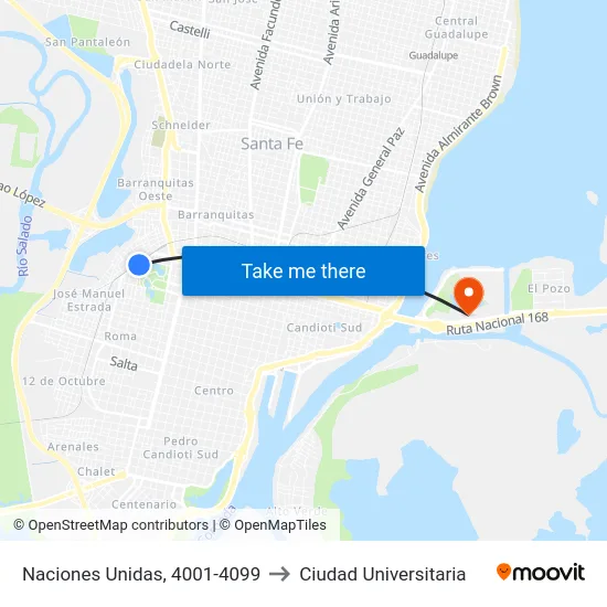 Naciones Unidas, 4001-4099 to Ciudad Universitaria map