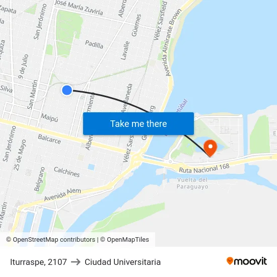 Iturraspe, 2107 to Ciudad Universitaria map
