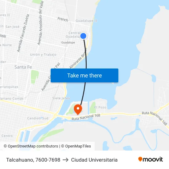 Talcahuano, 7600-7698 to Ciudad Universitaria map
