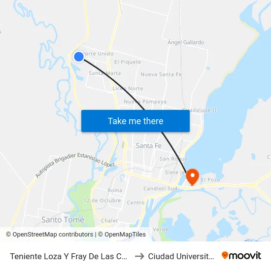 Teniente Loza Y Fray De Las Casas to Ciudad Universitaria map