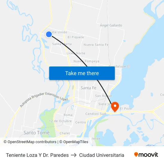 Teniente Loza Y Dr. Paredes to Ciudad Universitaria map