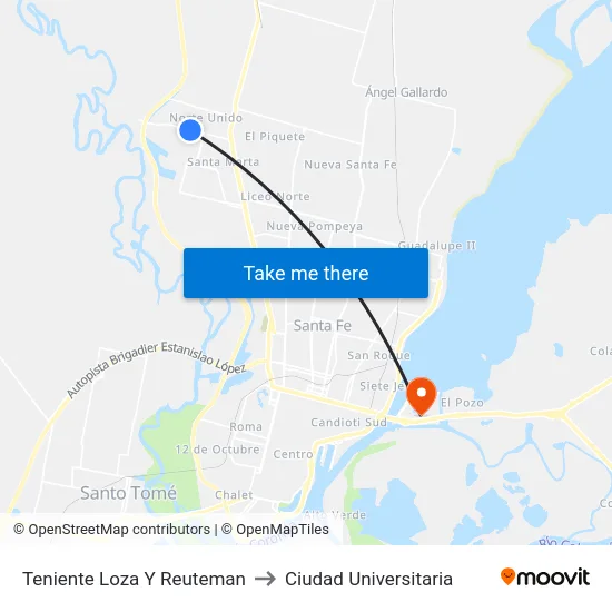 Teniente Loza Y Reuteman to Ciudad Universitaria map