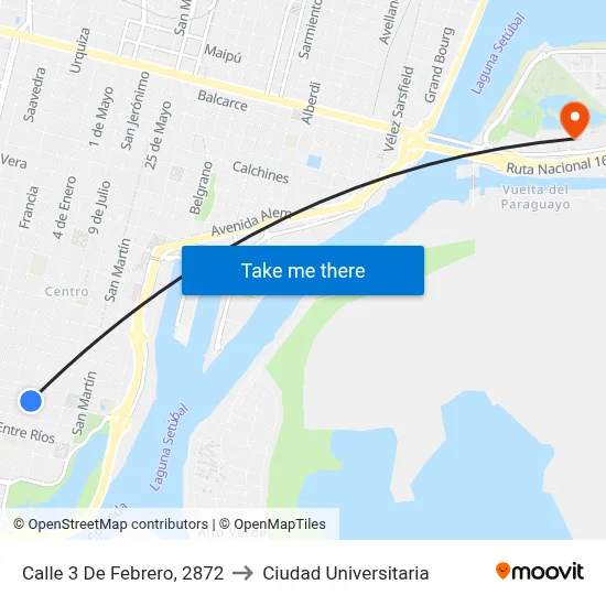 Calle 3 De Febrero, 2872 to Ciudad Universitaria map