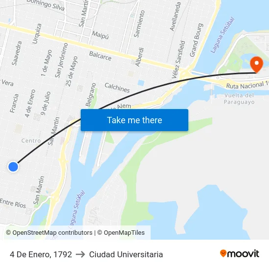 4 De Enero, 1792 to Ciudad Universitaria map