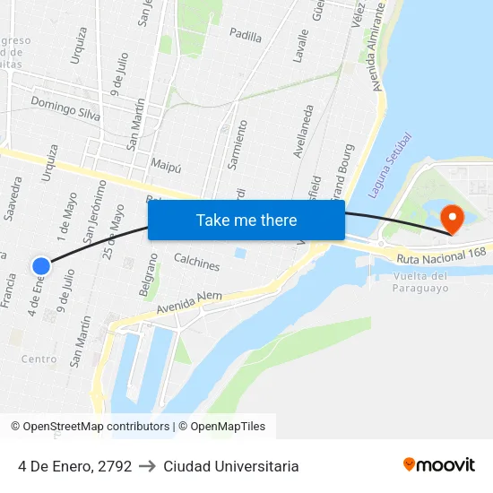 4 De Enero, 2792 to Ciudad Universitaria map