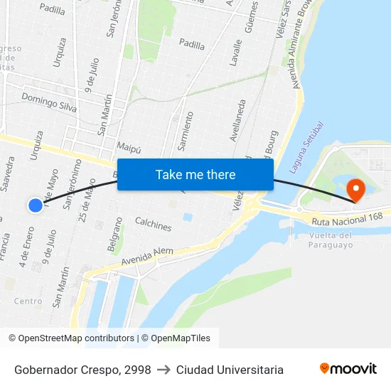 Gobernador Crespo, 2998 to Ciudad Universitaria map