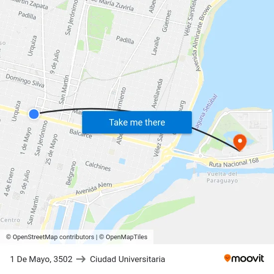 1 De Mayo, 3502 to Ciudad Universitaria map