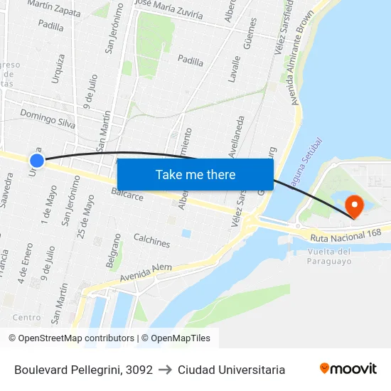 Boulevard Pellegrini, 3092 to Ciudad Universitaria map