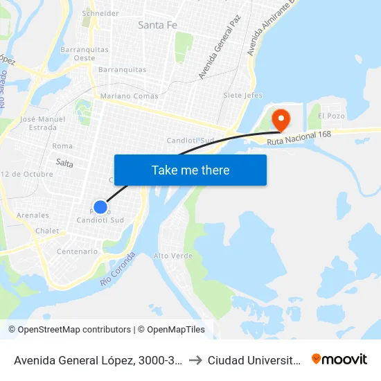 Avenida General López, 3000-3098 to Ciudad Universitaria map