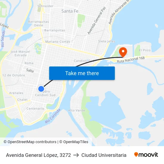 Avenida General López, 3272 to Ciudad Universitaria map