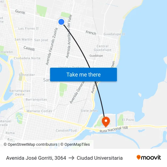 Avenida José Gorriti, 3064 to Ciudad Universitaria map