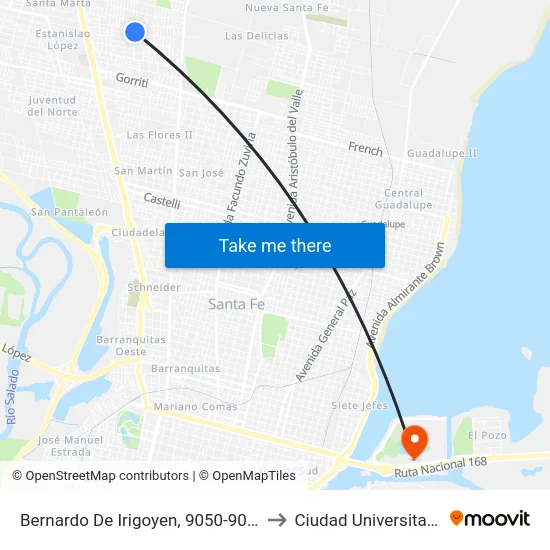 Bernardo De Irigoyen, 9050-9098 to Ciudad Universitaria map