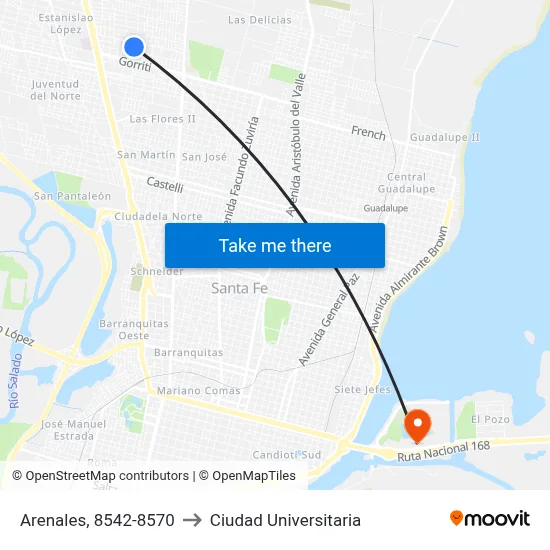 Arenales, 8542-8570 to Ciudad Universitaria map