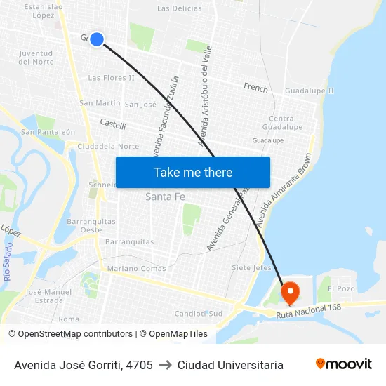 Avenida José Gorriti, 4705 to Ciudad Universitaria map