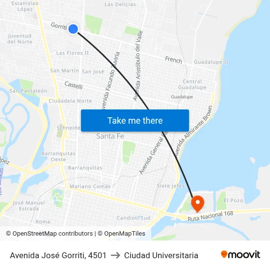 Avenida José Gorriti, 4501 to Ciudad Universitaria map
