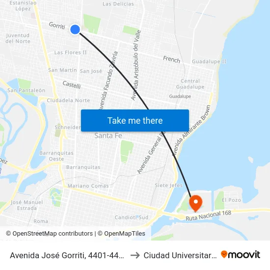 Avenida José Gorriti, 4401-4405 to Ciudad Universitaria map