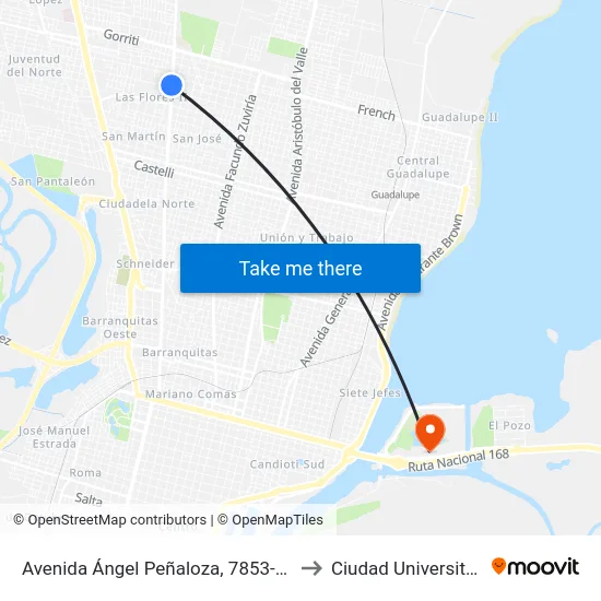 Avenida Ángel Peñaloza, 7853-7899 to Ciudad Universitaria map