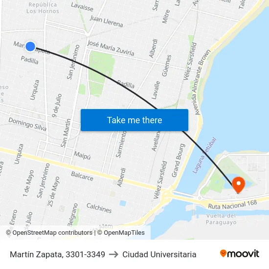 Martín Zapata, 3301-3349 to Ciudad Universitaria map