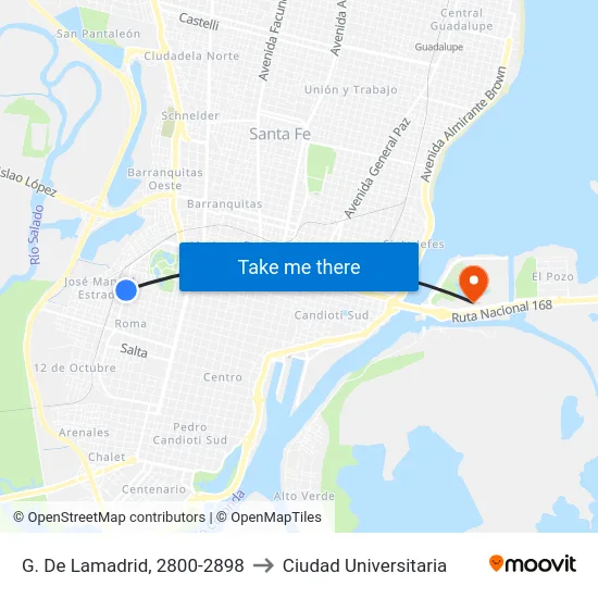 G. De Lamadrid, 2800-2898 to Ciudad Universitaria map