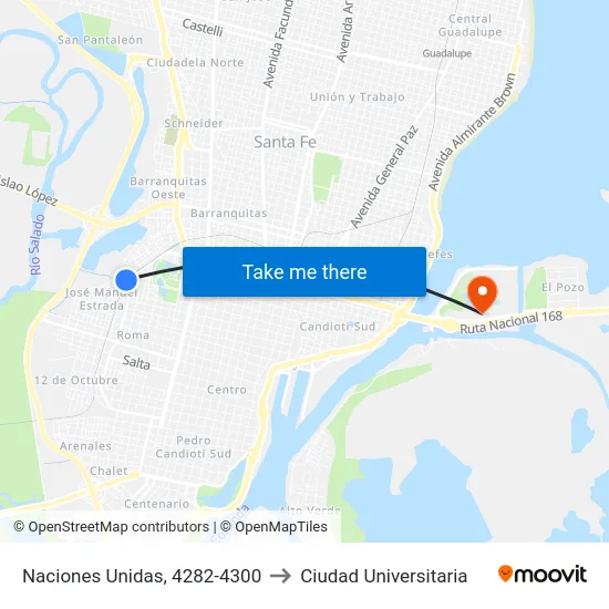 Naciones Unidas, 4282-4300 to Ciudad Universitaria map