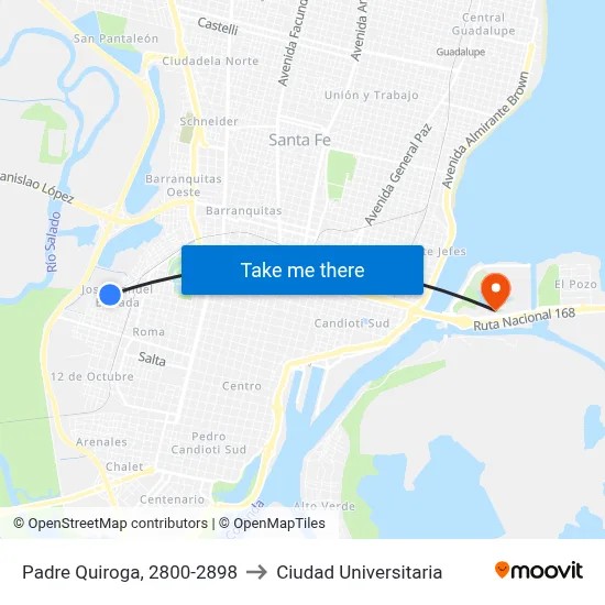 Padre Quiroga, 2800-2898 to Ciudad Universitaria map