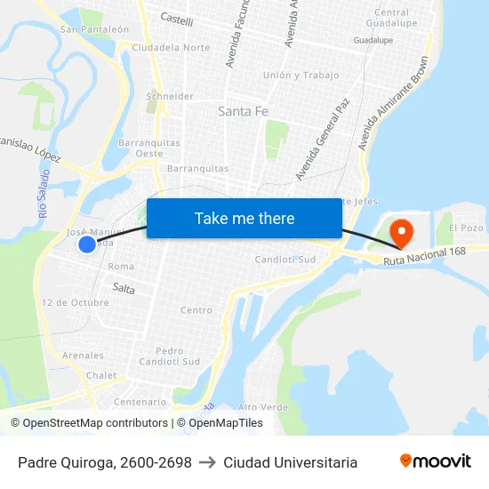 Padre Quiroga, 2600-2698 to Ciudad Universitaria map