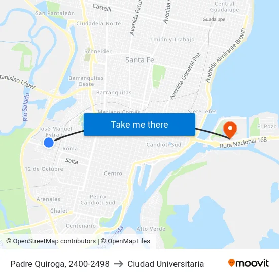 Padre Quiroga, 2400-2498 to Ciudad Universitaria map