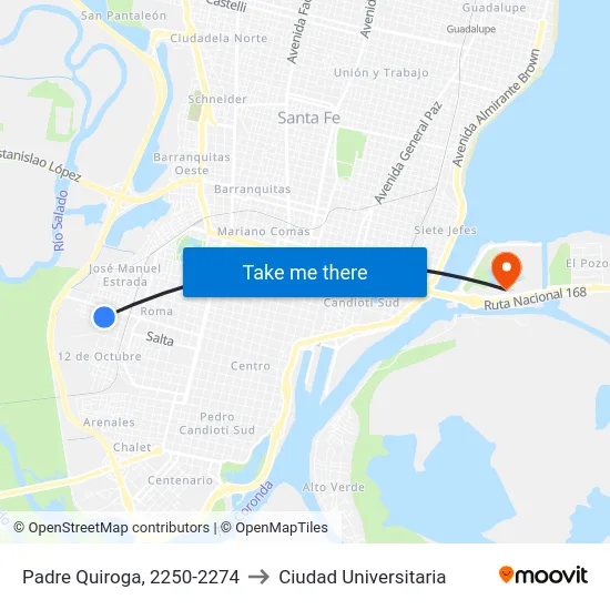 Padre Quiroga, 2250-2274 to Ciudad Universitaria map
