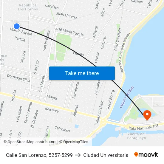 Calle San Lorenzo, 5257-5299 to Ciudad Universitaria map