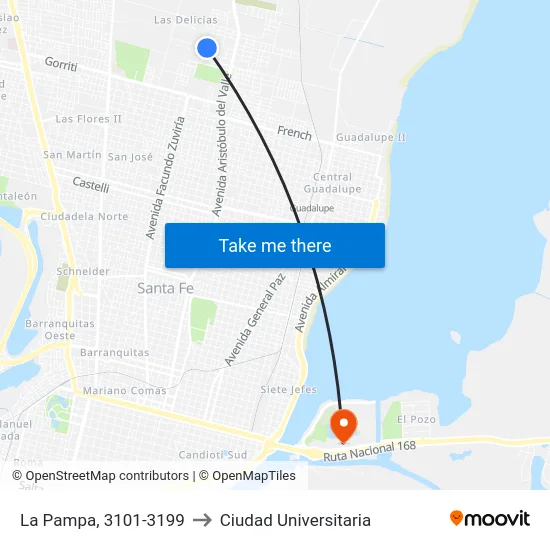 La Pampa, 3101-3199 to Ciudad Universitaria map