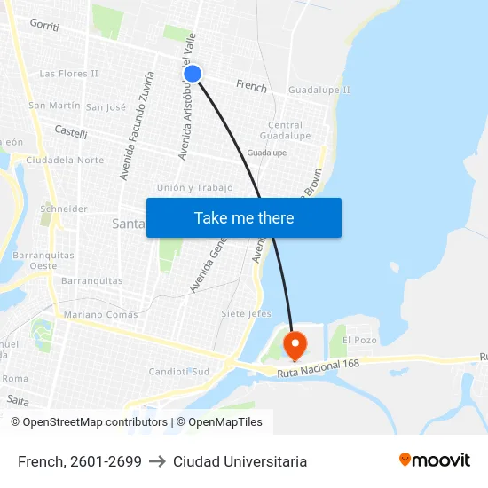French, 2601-2699 to Ciudad Universitaria map