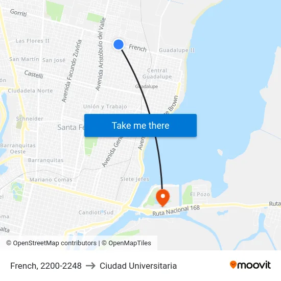 French, 2200-2248 to Ciudad Universitaria map