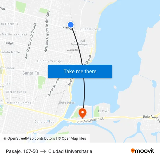 Pasaje, 167-50 to Ciudad Universitaria map