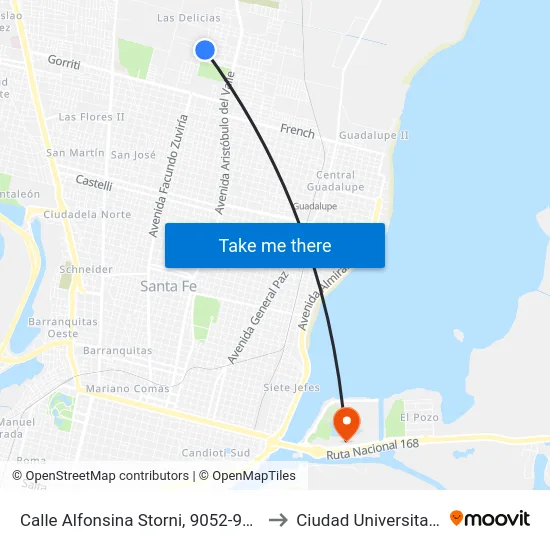 Calle Alfonsina Storni, 9052-9068 to Ciudad Universitaria map