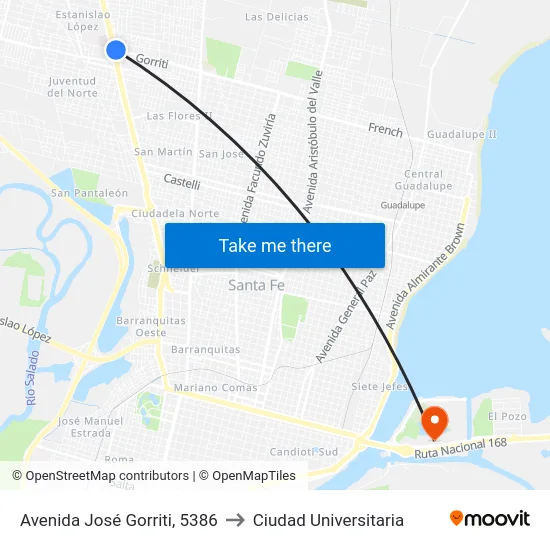 Avenida José Gorriti, 5386 to Ciudad Universitaria map