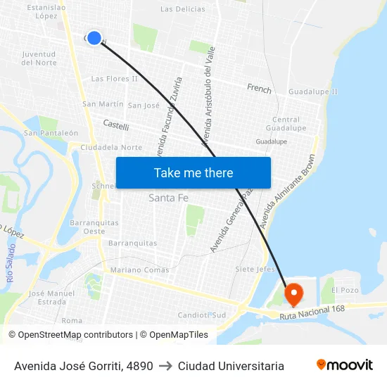 Avenida José Gorriti, 4890 to Ciudad Universitaria map