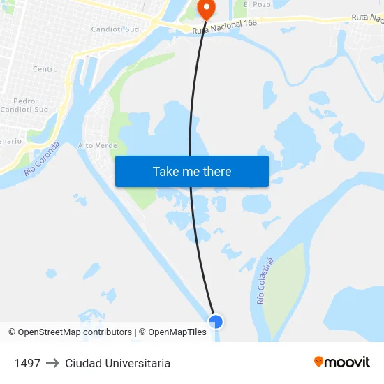 1497 to Ciudad Universitaria map