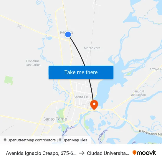 Avenida Ignacio Crespo, 675-699 to Ciudad Universitaria map