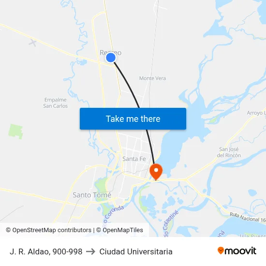 J. R. Aldao, 900-998 to Ciudad Universitaria map