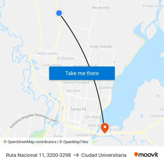 Ruta Nacional 11, 3200-3298 to Ciudad Universitaria map